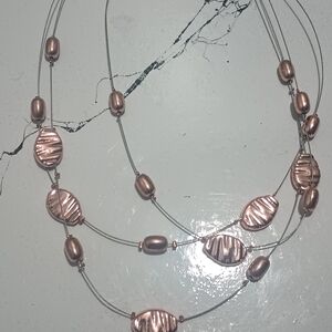 Handmade Layered Rose Gold Bead Necklace - Women Jewelry